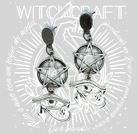 Brinco pentagrama com olho de horus