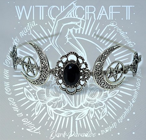 Circlet / diadema Triple moon - preto