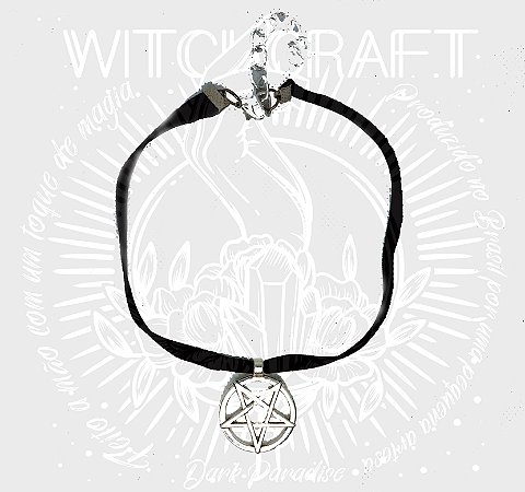 Chocker em veludo pentagrama invertido