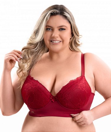 Sutiã Sustentação Microfibra Rendado com Bojo Reforçado Copa d