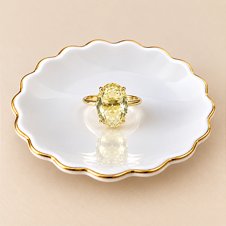 Anel Cristal Oval - Citrino Limão