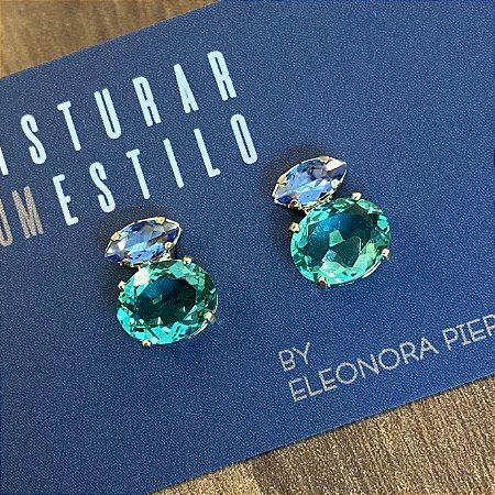 Brinco Inêz - M - Paraíba Verde e Safira Azul