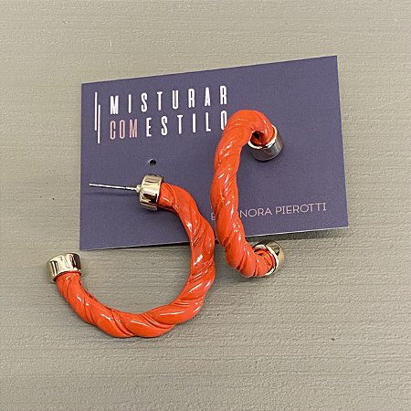 Brinco Argola Esmaltada - Laranja