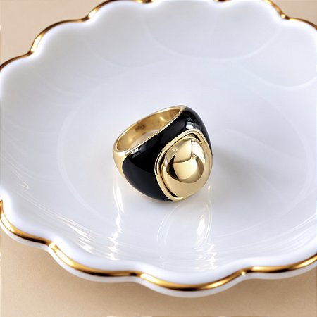 Anel Ale - Preto Com Dourado