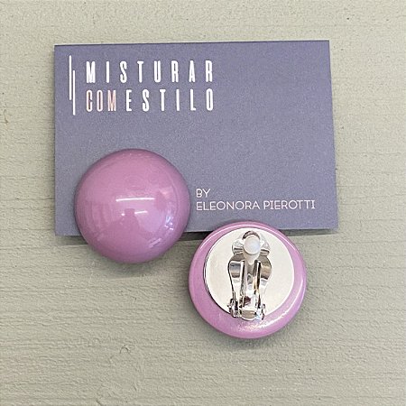 Brinco Bolão De Resina - M - Lavanda - Pressão