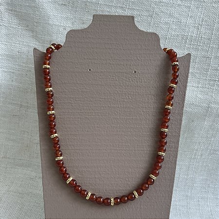 Colar Murano Pedra Ibiza - M - Laranja