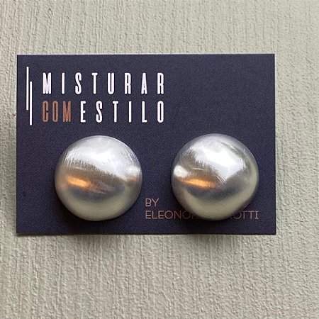 Brinco Bolão Classico - M - Fosco - Ródio