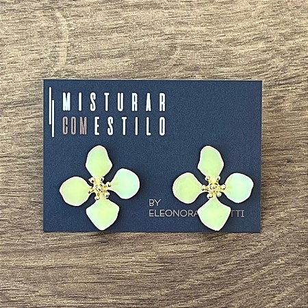Brinco Flor Quatro Pétalas Pequena - AMARELO