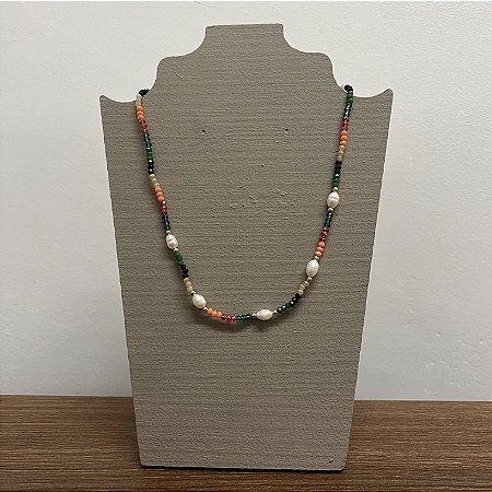 Colar Cristais com Pérolas Barrocas