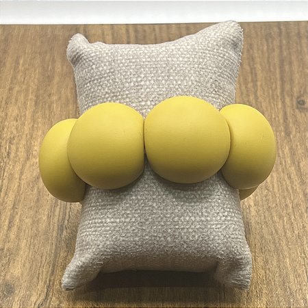 Bracelete de Bolas de Resina - Fosco - Mostarda