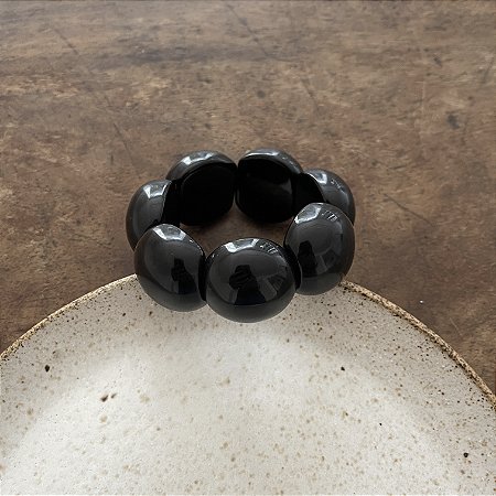 Bracelete de Bolas de Resina - Preto