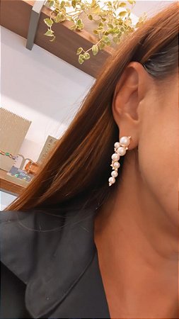 Brinco De Perola Com Zirconia