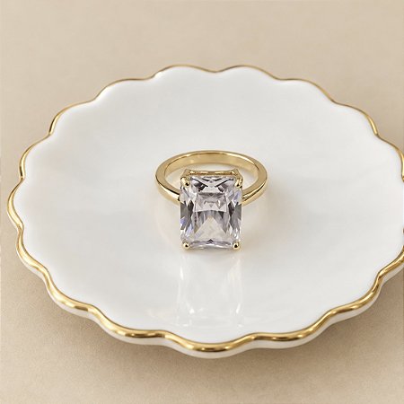 Anel Pedra Retangular - Cristal