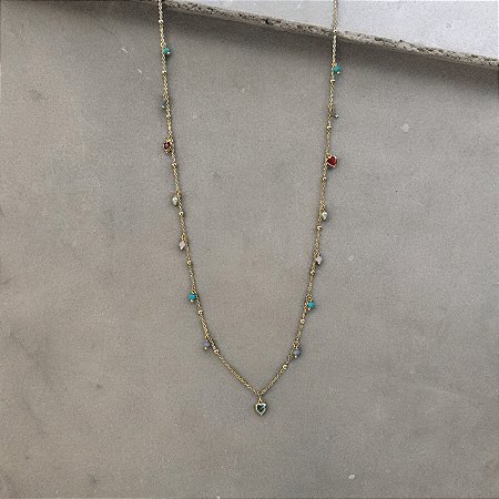 Colar Fernanda - Esferas Com Corações E Perolas - Longo