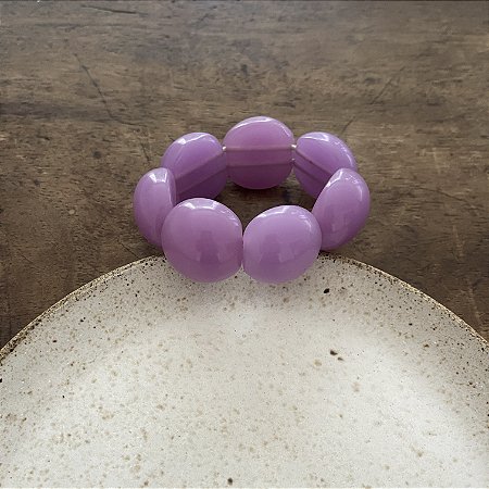 Bracelete de Bolas de Resina - Lavanda - Semitransparente