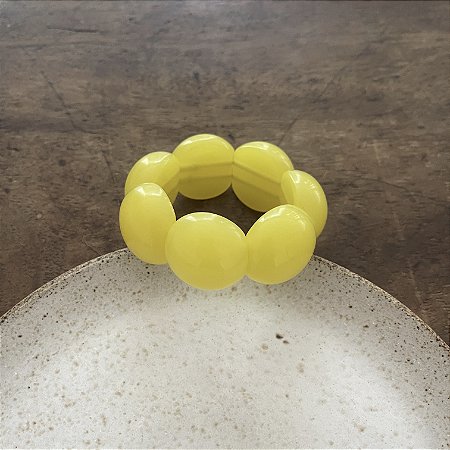 Bracelete de Bolas de Resina - Amarelo - Semitransparente