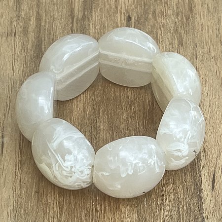 Bracelete de Bolas de Resina - Marfim - Semi