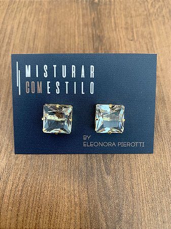 Brinco Quadrado Cristal - M - Cristal