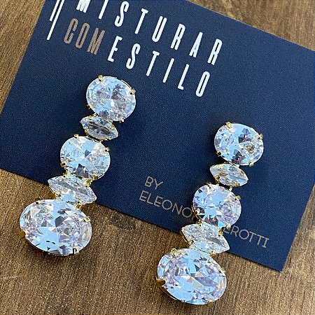Brinco Eleonora - Cristal - Dourado