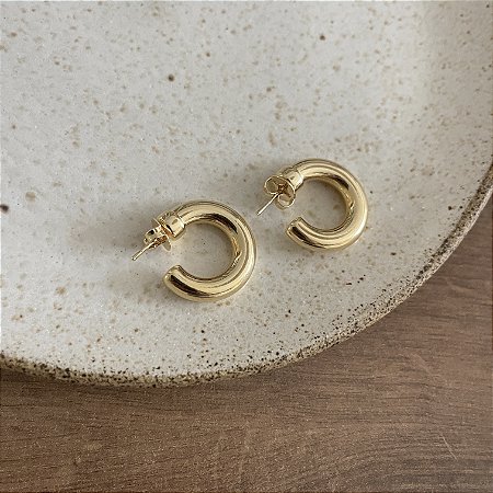 Argola Lisa Dourada Grossa - P