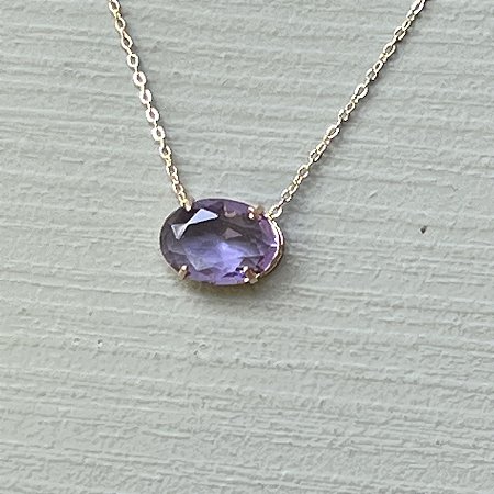 Colar de Pedra Oval - G - Lavanda