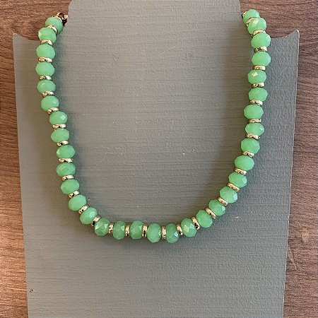 Colar Cristal Grande - Verde Limão