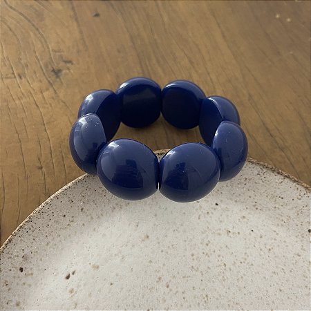 Bracelete de Bolas de Resina - Azul Marinho - GG