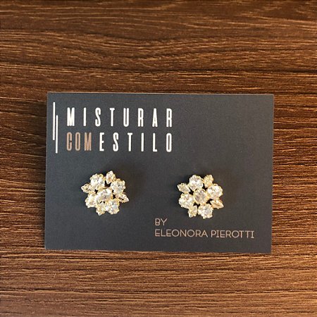 Brinco Thais Flor Aberta - P - Cristal