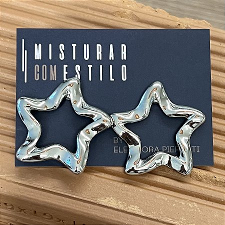 Brinco Estrela Grande - Prateado
