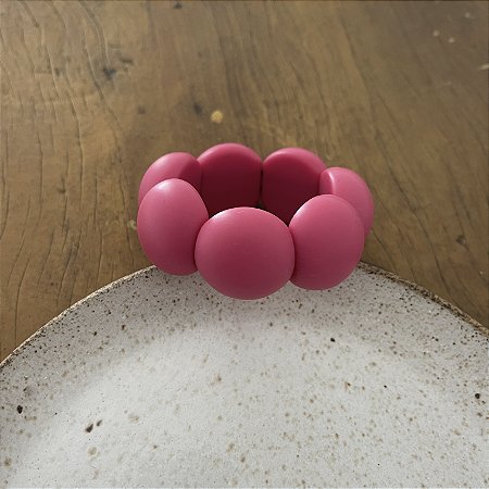 Bracelete de Bolas de Resina - Fosco - Pink
