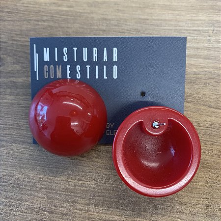 Brinco Bolão De Resina - G - Vermelho