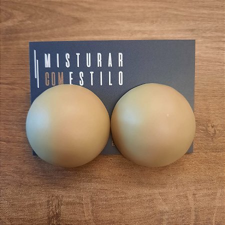 Brinco Bolão De Resina - G - Nude - Fosco