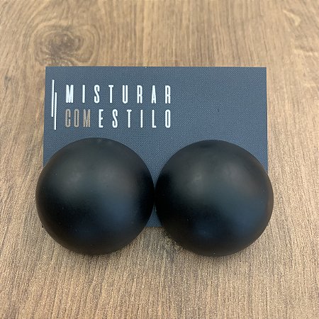 Brinco Bolão De Resina - G - Preto - Fosco
