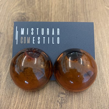 Brinco Bolão De Resina - G - Tartaruga