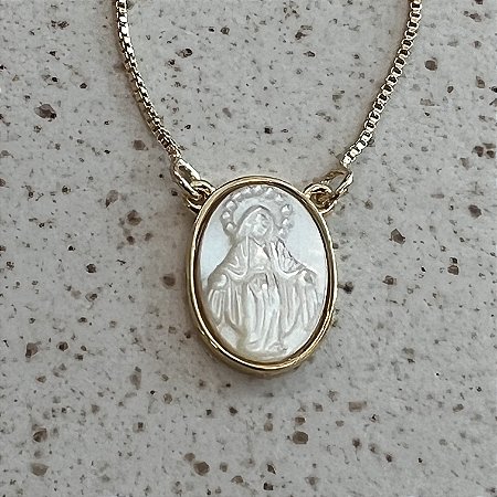 Colar Nossa Senhora das Graças Madrepérola - P
