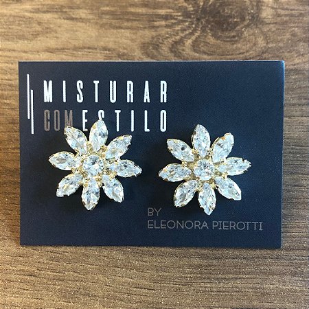 Brinco Thais Flor Aberta - M - Cristal