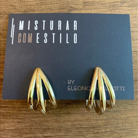 Argola Tripla Gota - M - Dourada