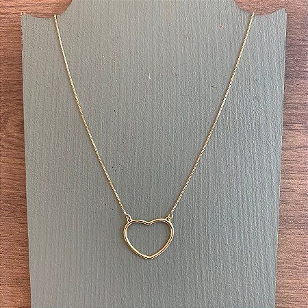 Colar Coração Vazado - M - Dourado
