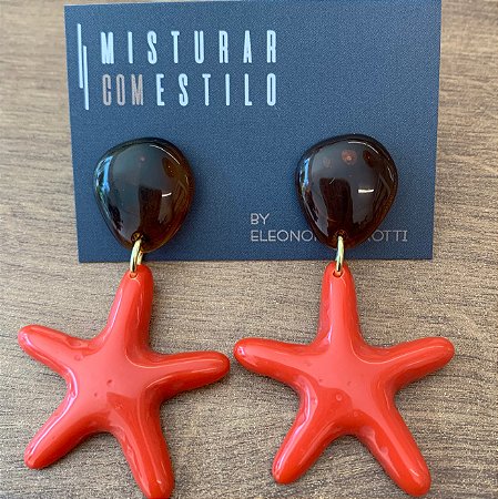 Brinco Estrela Do Mar - Tartaruga Com Terracota