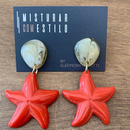Brinco Estrela Do Mar - Rutilado Com Terracota