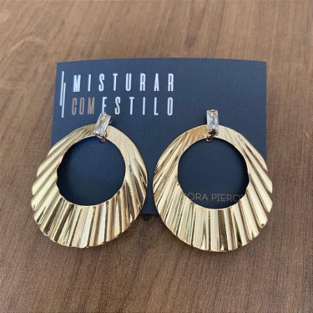 Brinco Vazado Com Cristal - Dourado