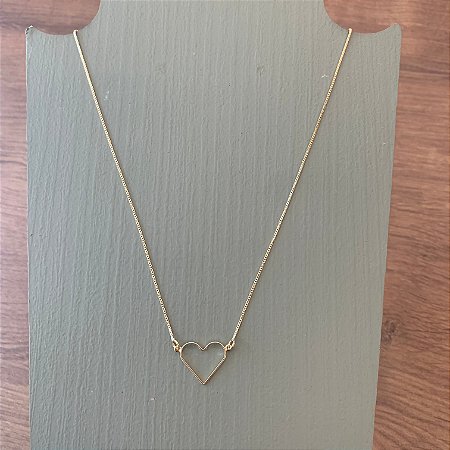 Colar Coração Vazado Fino - P