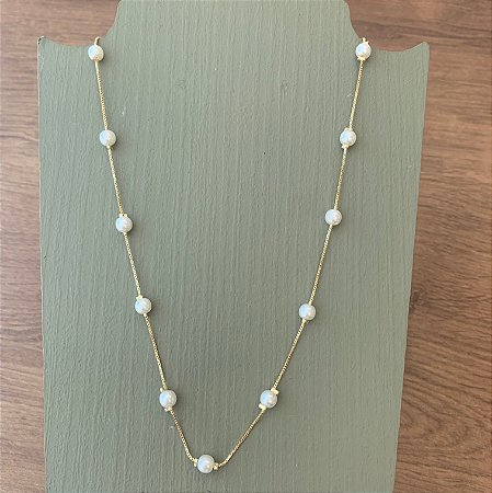 Choker Perolas Corrente Veneziana