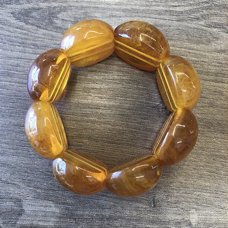 Bracelete de Bolas de Resina - Âmbar