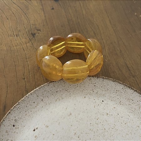Bracelete de Bolas de Resina - Âmbar