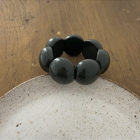 Bracelete de Bolas de Resina - Verde Musgo