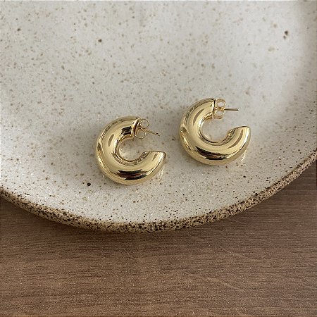 Argola Lisa Puff - P - Dourada