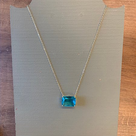Colar de Pedra Retangular - G - Turquesa