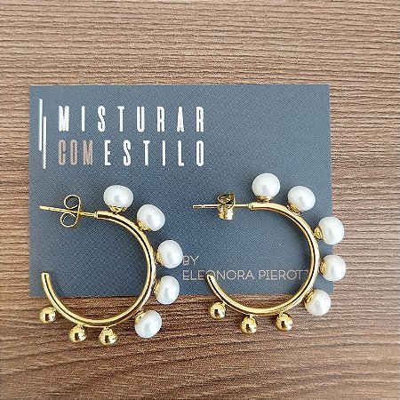 Argola de Pérolas Com Esferas