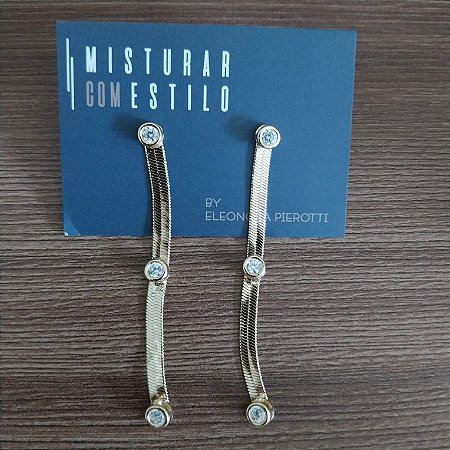 Brinco Corrente Malha Com Cristal